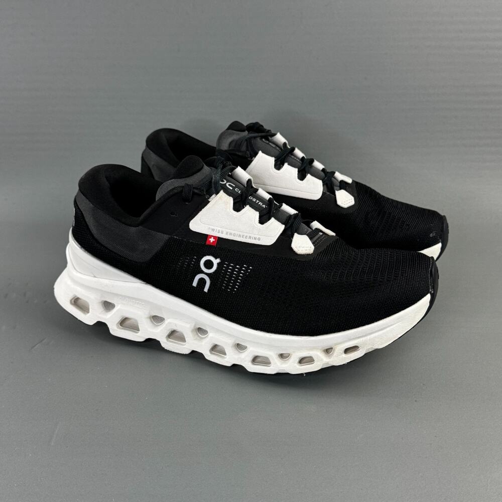 On Cloudstratus 3 Black/Frost Women's Sz 8 Walking Running Comfort EUC 2025